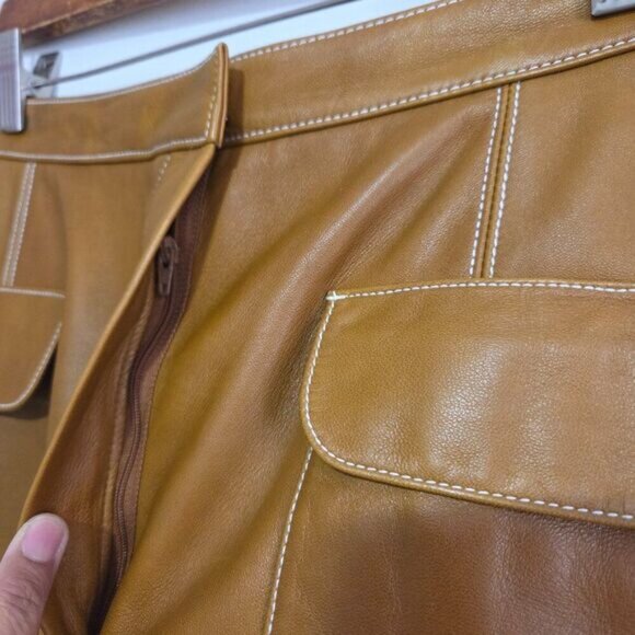 EUC LIKE NEW ELLEN TRACY LINDA ALLARD TAN GENUINE LEATHER PENCIL SKIRT SIZE 10 - Picture 7 of 16